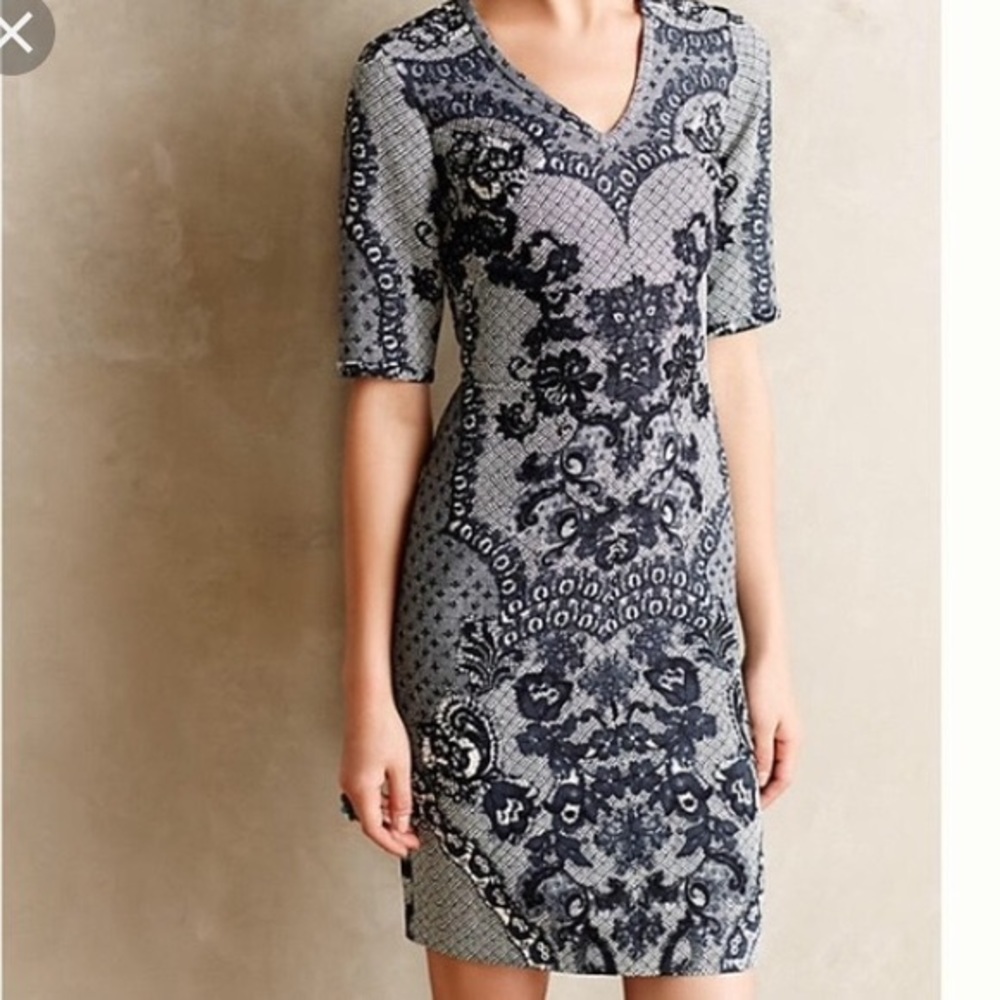 Anthropologie Blue Patterned Dress